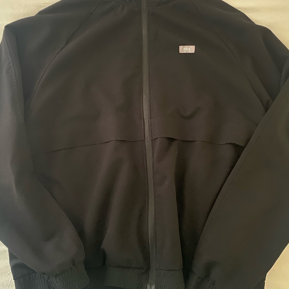 FIGS! Black Zip-Up Jacket Lab Coat